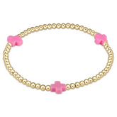 enewton Extends - Signature Cross Gold Pattern 3mm Bead Bracelet - Bright Pink